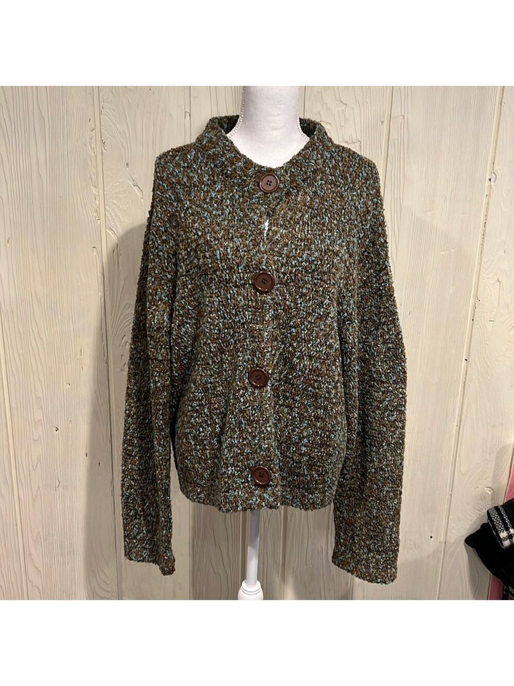 Evan Picone Cardigan Bug Buttons Long Sleeve Knit XL